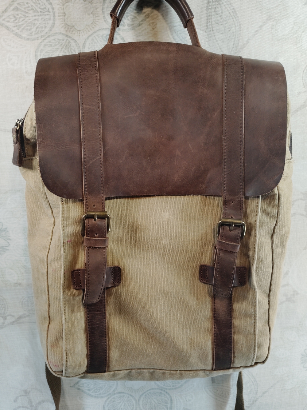 Gootium The Ambassador Canvas and Leather Backpack - Brown/Tan